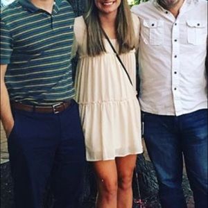 Beige long sleeve flowy dress